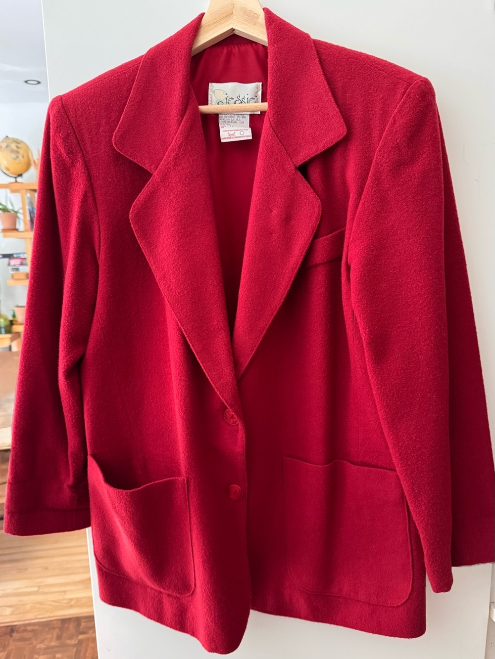 Vintage 90s Red Wool Blend Blazer Made in Canada Sz 12